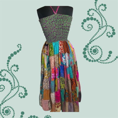 Robe patchwork à encolure halter