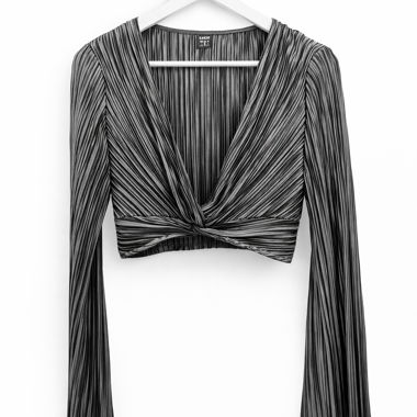 Top corto plissettato nero