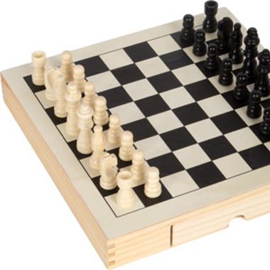Jeux Echecs, dames & jeu du moulin en bois - NEUF 