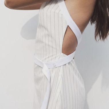 Abito midi bianco a righe