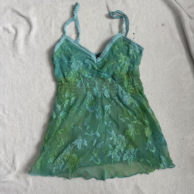 Camisole in pizzo floreale verde