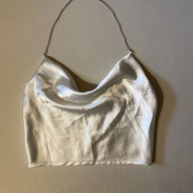 Top in raso argento