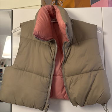 Puffer-Weste beige/rosa