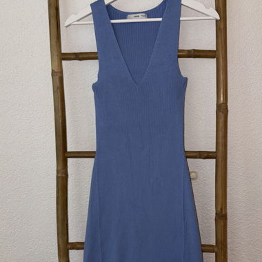 Blue Knit Dress Mango