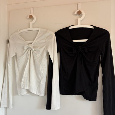 Long-sleeve tie-front tops