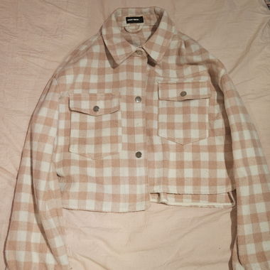 Veste carreaux rose courte