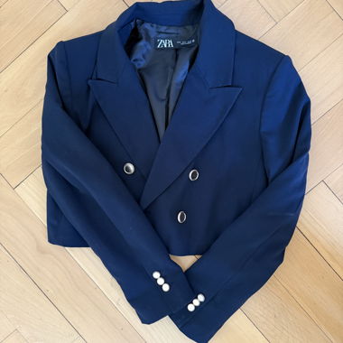 Short ZARA blazer in navy blue