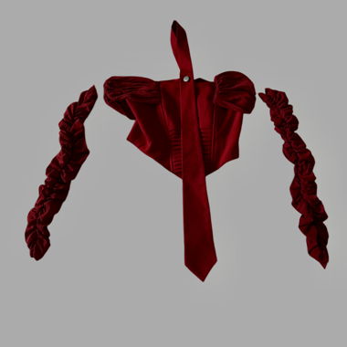 Top corsetto rosso Liness Official con spalle scoperte e lacci