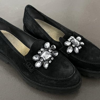 Mocassins noirs Sioux avec diamants