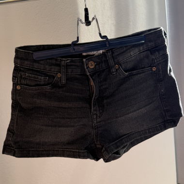 Black denim shorts