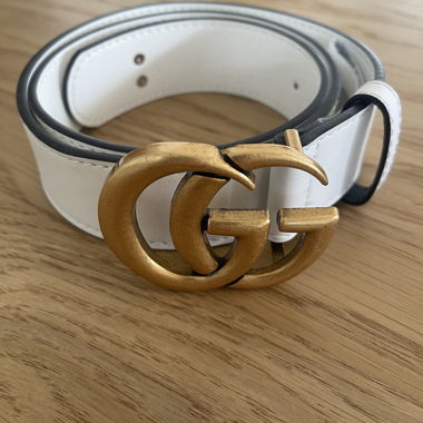 Gucci Gürtel Breit in Weiss Gold 95cm Länge