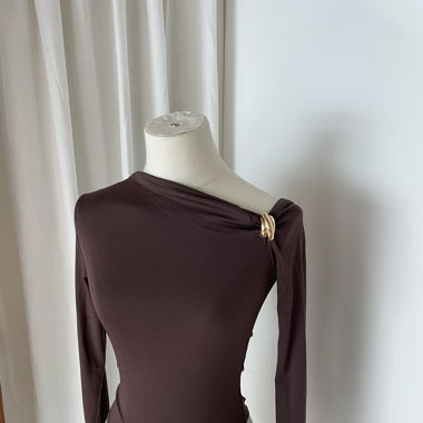 Brown Bodysuit Gold Detail 