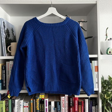 Vintage Chunky Knit Sweater – Royal Blue