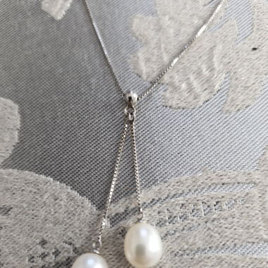 Collier argent avec 2 perles d'eau douce