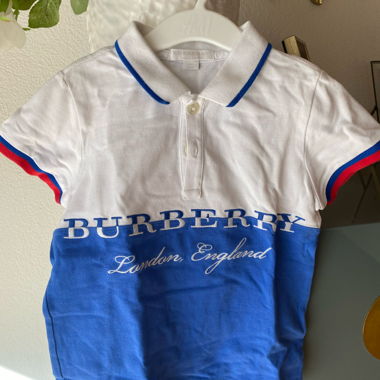 Polo Burberry enfant blanc et bleu 6Y