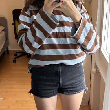 Black denim shorts
