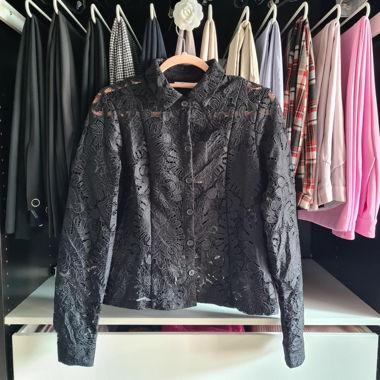 NA-KD Black Lace Button Up Shirt