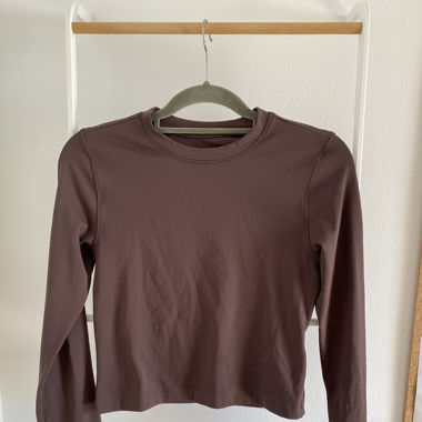 Brown Nike One Dri-Fit long sleeve crop top