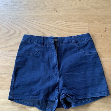 Shorts in jeans blu scuro vita alta