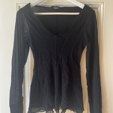 Black fitted mesh top from Steffen Schraut