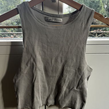 Pull&Bear Ribbed Top Grey