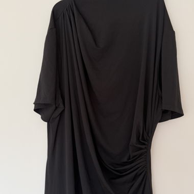 Black Draped Midi Dress