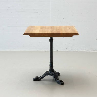 Table de bistrot en bois d’acajou avec piètement en fonte
