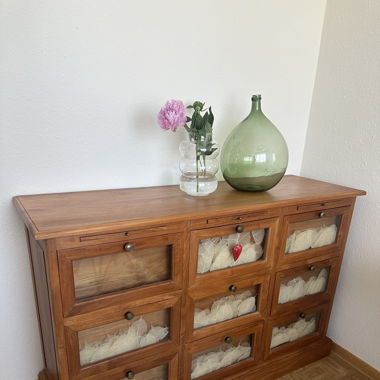 Meuble buffet grainetier tiroirs en teck 