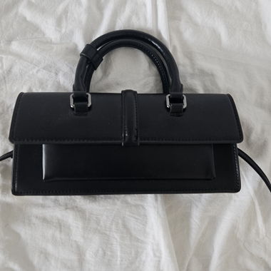Borsa a mano in pelle autentica nera NEW
