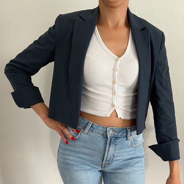 COMMA Damenblazer Gr. 42Kurzblazer blau