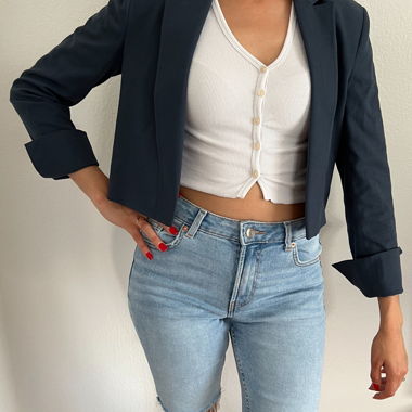 COMMA Damenblazer Gr. 42Kurzblazer blau