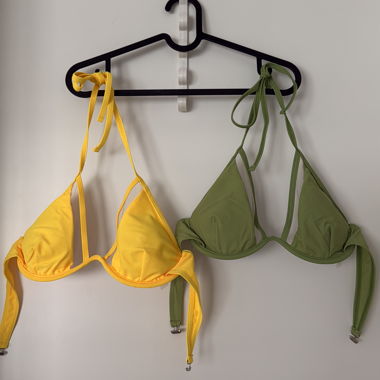 Lot de hauts de bikini triangle jaunes et verts