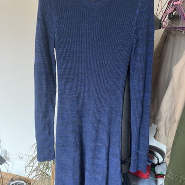 Blue Knit Sweater Dress