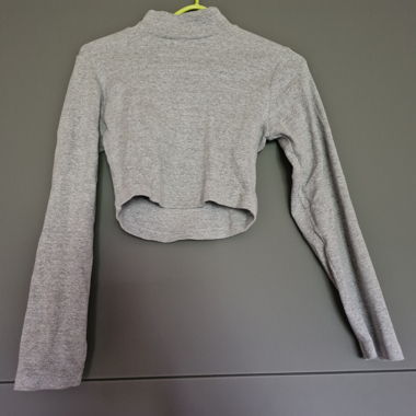Grau Crop-Pullover mit langen Ärmeln