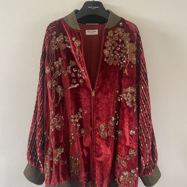 Saint Laurent Paris Beaded Varsity Jacket