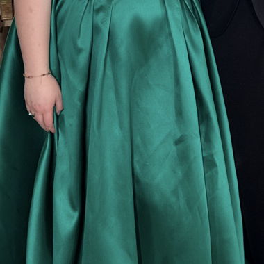 Green satin dress