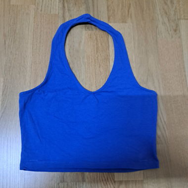 Top corto estivo blu
