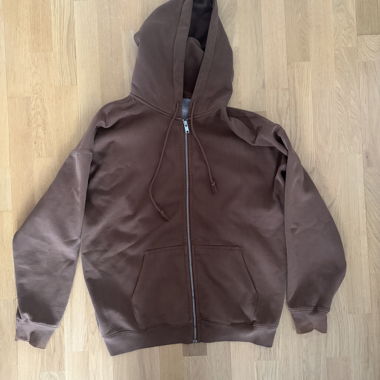 Veste à capuche zippée ample marron