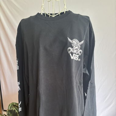 schwarzes langarm Vans Shirt mit Print
