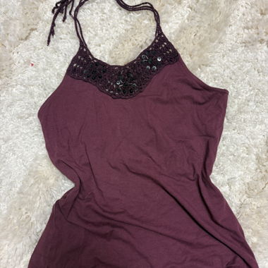 y2k summer top with sequin/crochet details