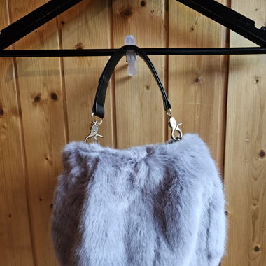 Faux Fur Bag with Magnetic Button Closure