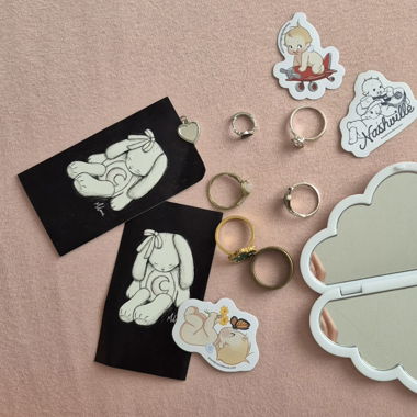 mirrors rings earrings necklace pendants stickers