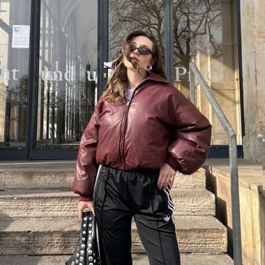 Giacca bomber bordeaux in similpelle