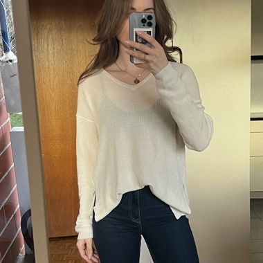 Maglione scollo a V bianco