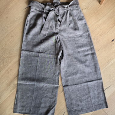 New Culotte Trousers Size M Linen with Tie Belt
