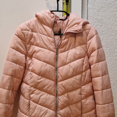 Pink Quilted Jacket with Hood