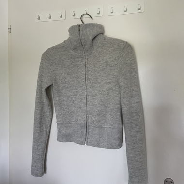 Grey Zip Turtleneck Sweater