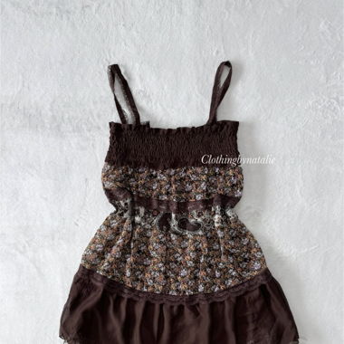 Boho Braunes Chiffon Babydoll (S)