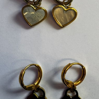 Lot de 2 paires boucles d'oreilles coeur cadenas