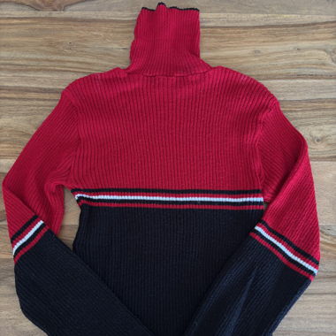 Red and Black Turtleneck Sweater